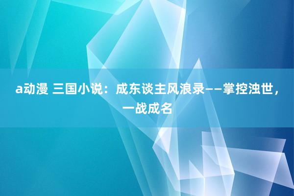 a动漫 三国小说：成东谈主风浪录——掌控浊世，一战成名