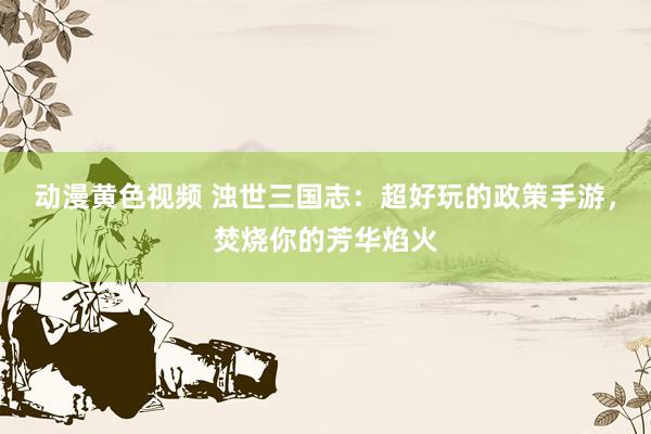 动漫黄色视频 浊世三国志：超好玩的政策手游，焚烧你的芳华焰火