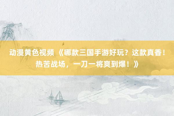 动漫黄色视频 《哪款三国手游好玩？这款真香！热苦战场，一刀一将爽到爆！》