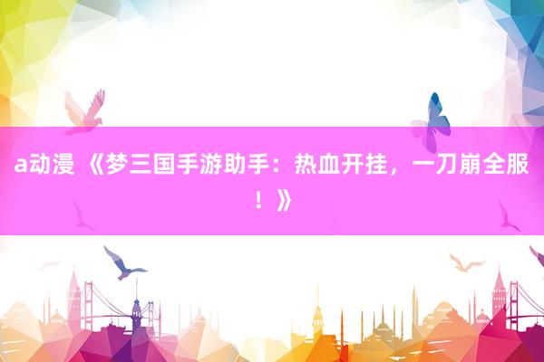 a动漫 《梦三国手游助手：热血开挂，一刀崩全服！》