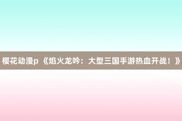 樱花动漫p 《焰火龙吟：大型三国手游热血开战！》